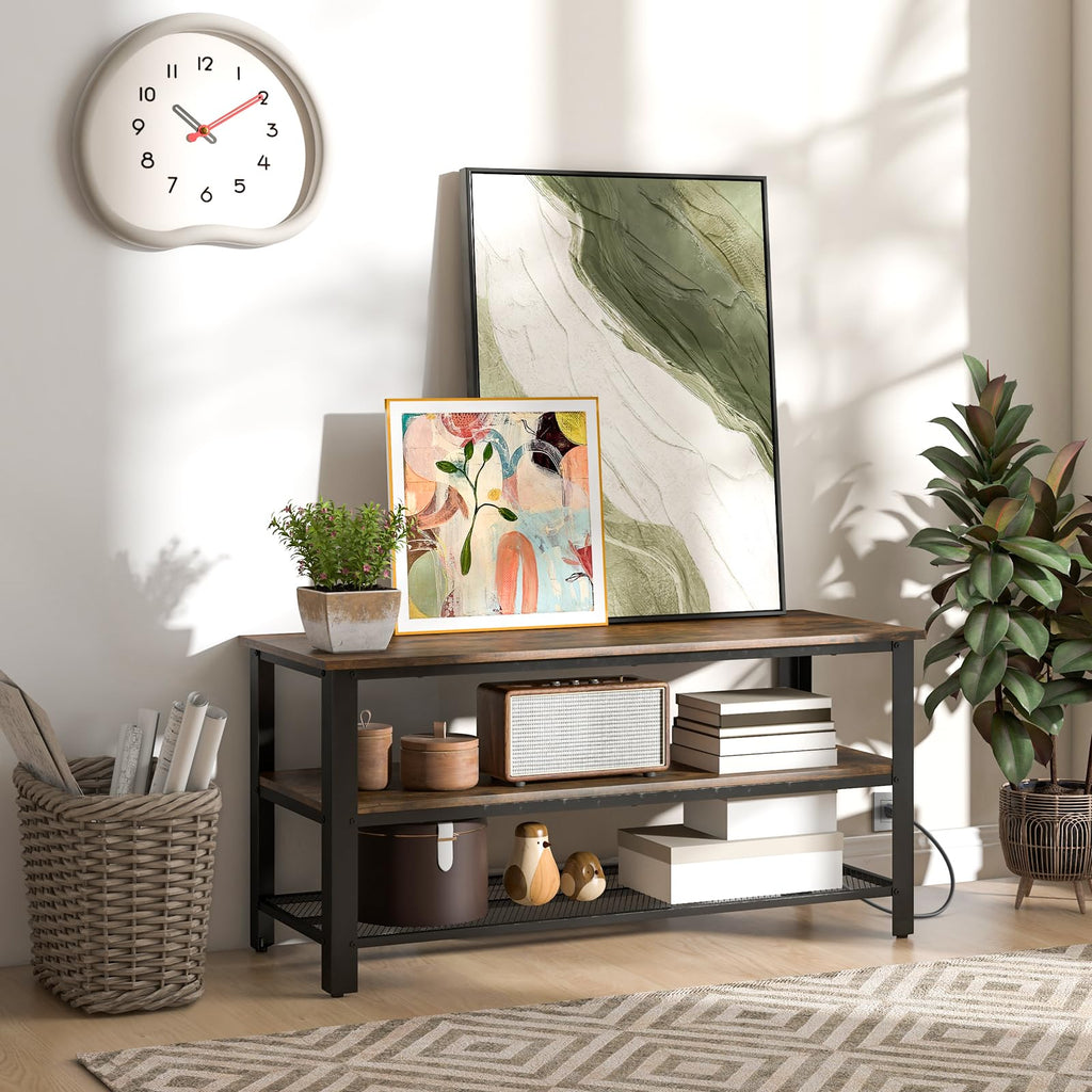 Small 3-Tier TV Stand with Power Outlets and USB Ports F9652