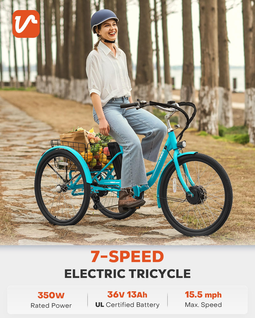 26 in 7 Speed Electric Trike with 36V 13Ah Battery B3376