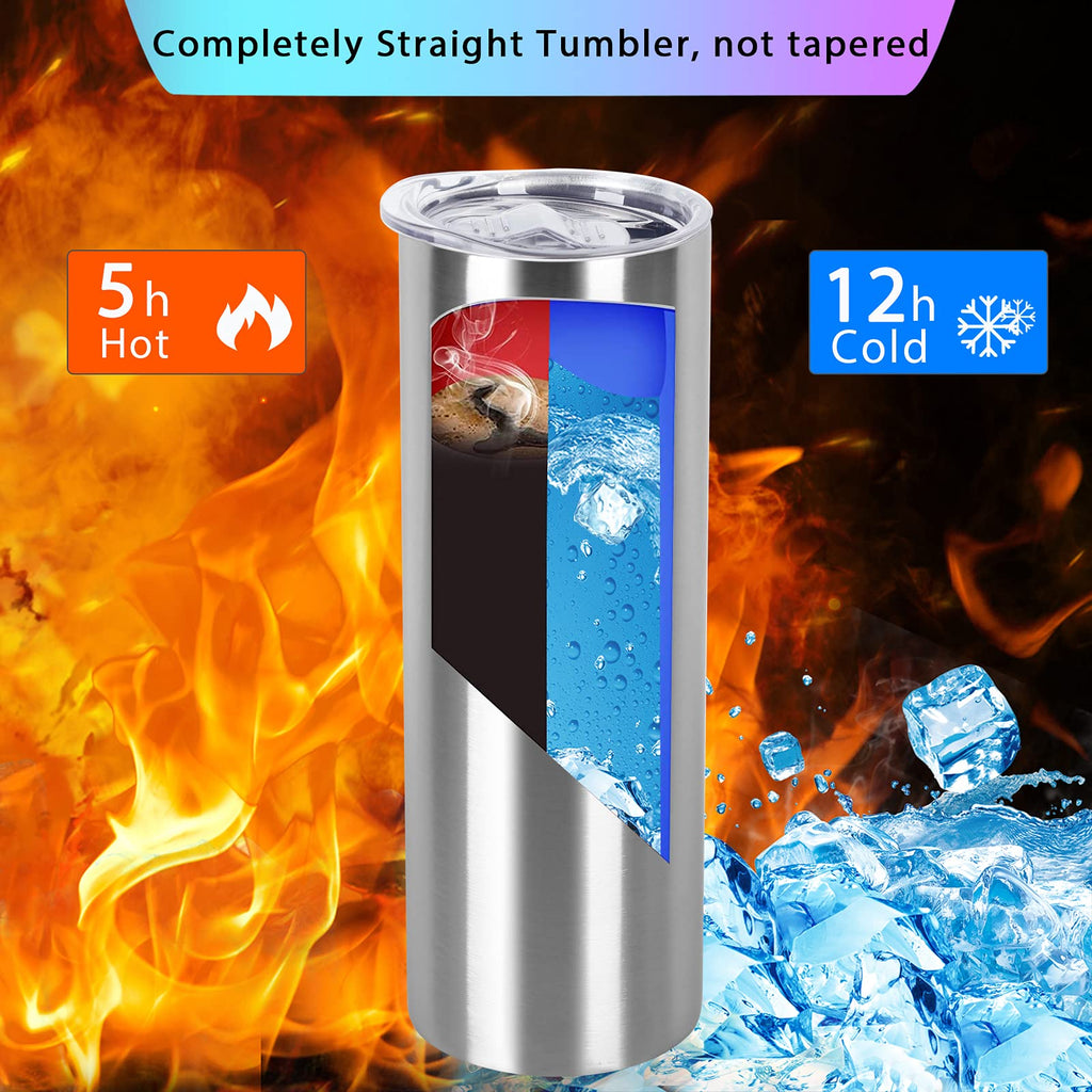 20 Oz Stainless Steel Skinny Tumbler Set, 4 Pack, Silver B897