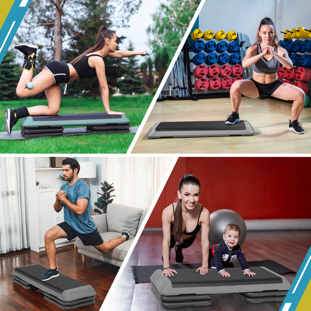 43 inch Adjustable Aerobic Exercise Step Platform with 4 Risers X5962