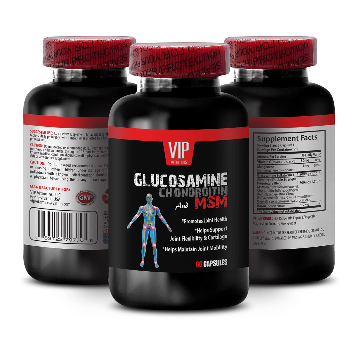 MSM Glucosamine Chondroitin Capsules 180 Tablets T1678