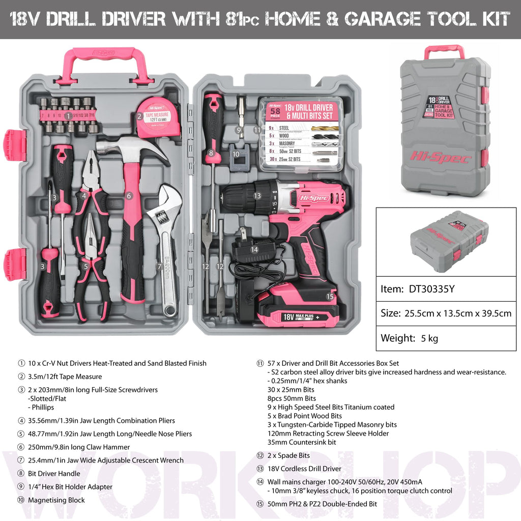 18V Cordless Drill Tool Set P28736