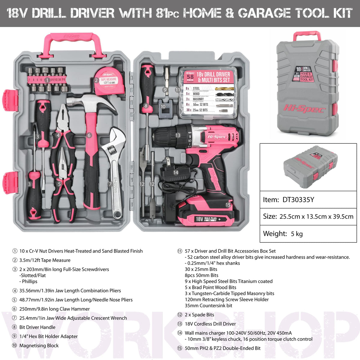 18V Cordless Drill Tool Set P28736