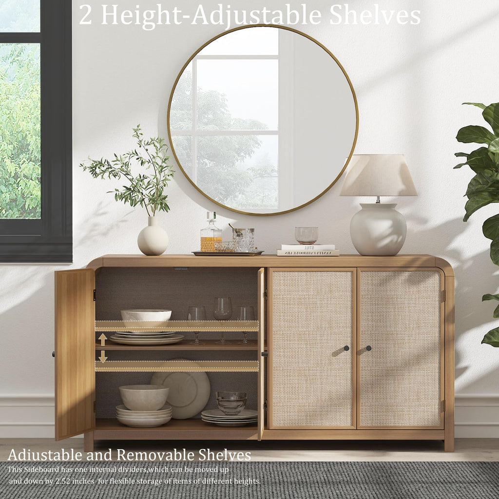 Oak Rattan Sideboard Buffet Cabinet H709329