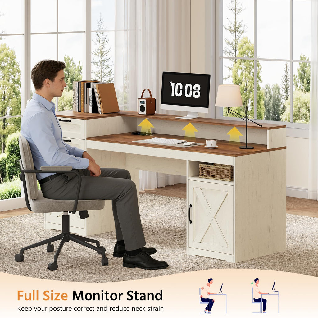 63" Computer Desk with 4 Drawers L660519
