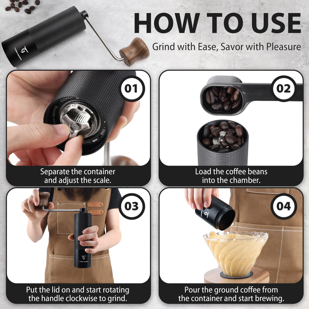 Manual Coffee Grinder with Stainless Steel Conical Burr T6108