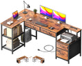 57" L Shaped Computer Desk with Power Outlet W476110