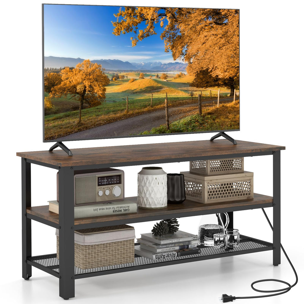 Small 3-Tier TV Stand with Power Outlets and USB Ports F9652