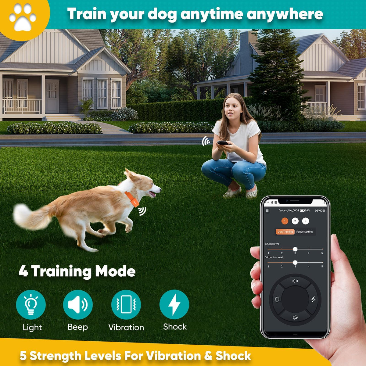 Wireless Dog Fence with Training Collar B1219