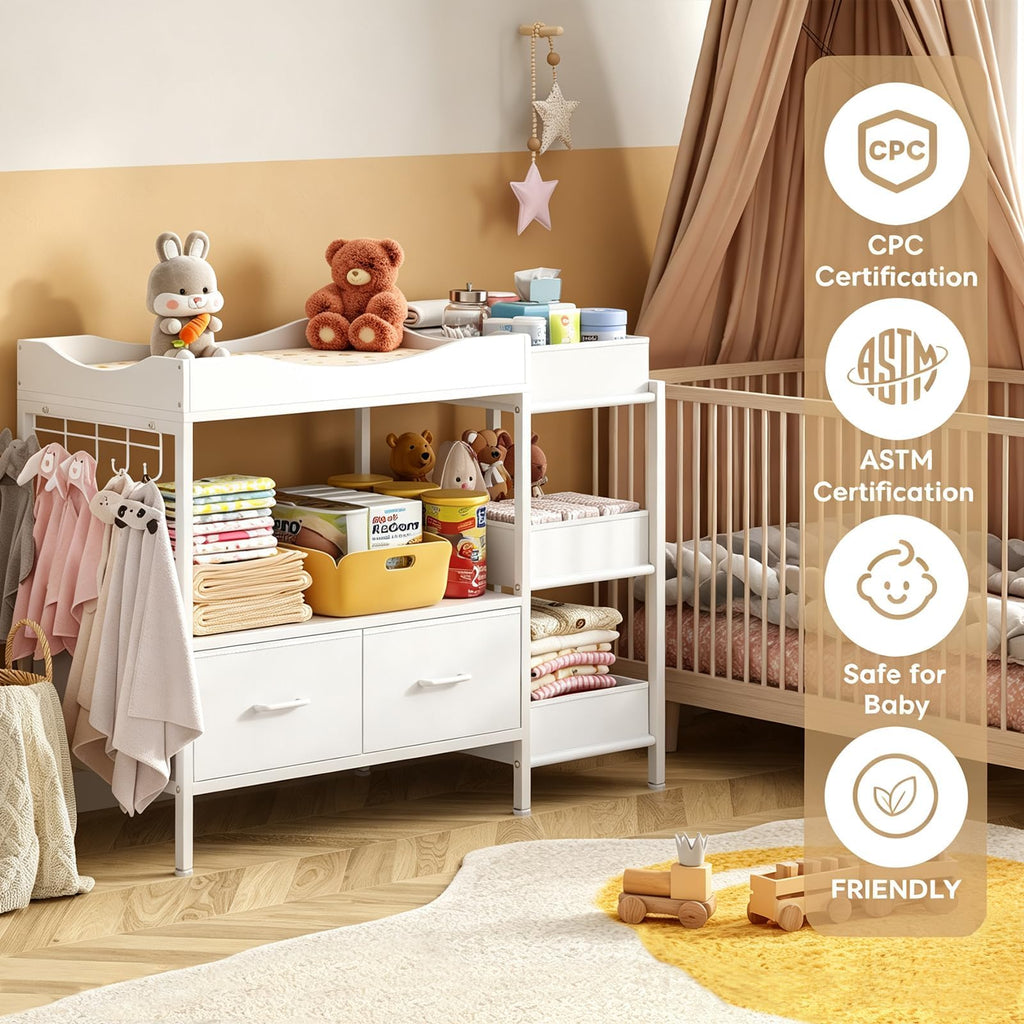 White Baby Changing Table with Storage M5059