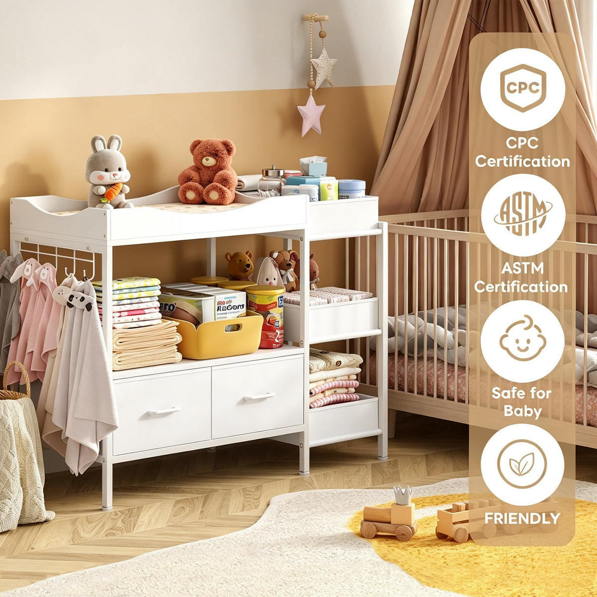 White Baby Changing Table with Storage M5059