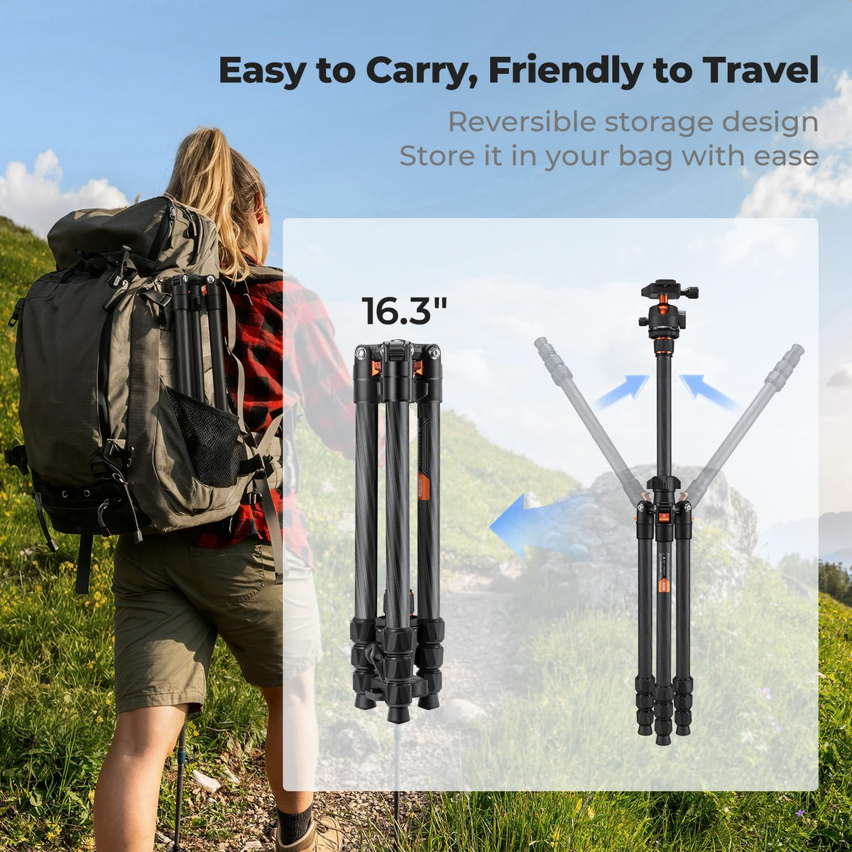 Carbon Fiber Camera Tripod with Ball Head J924