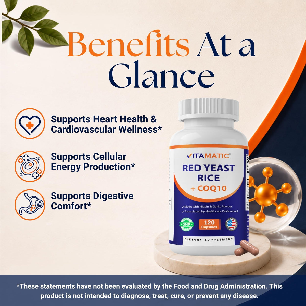 Red Yeast Rice CoQ10 Niacin Garlic 120 Veg Capsules W151