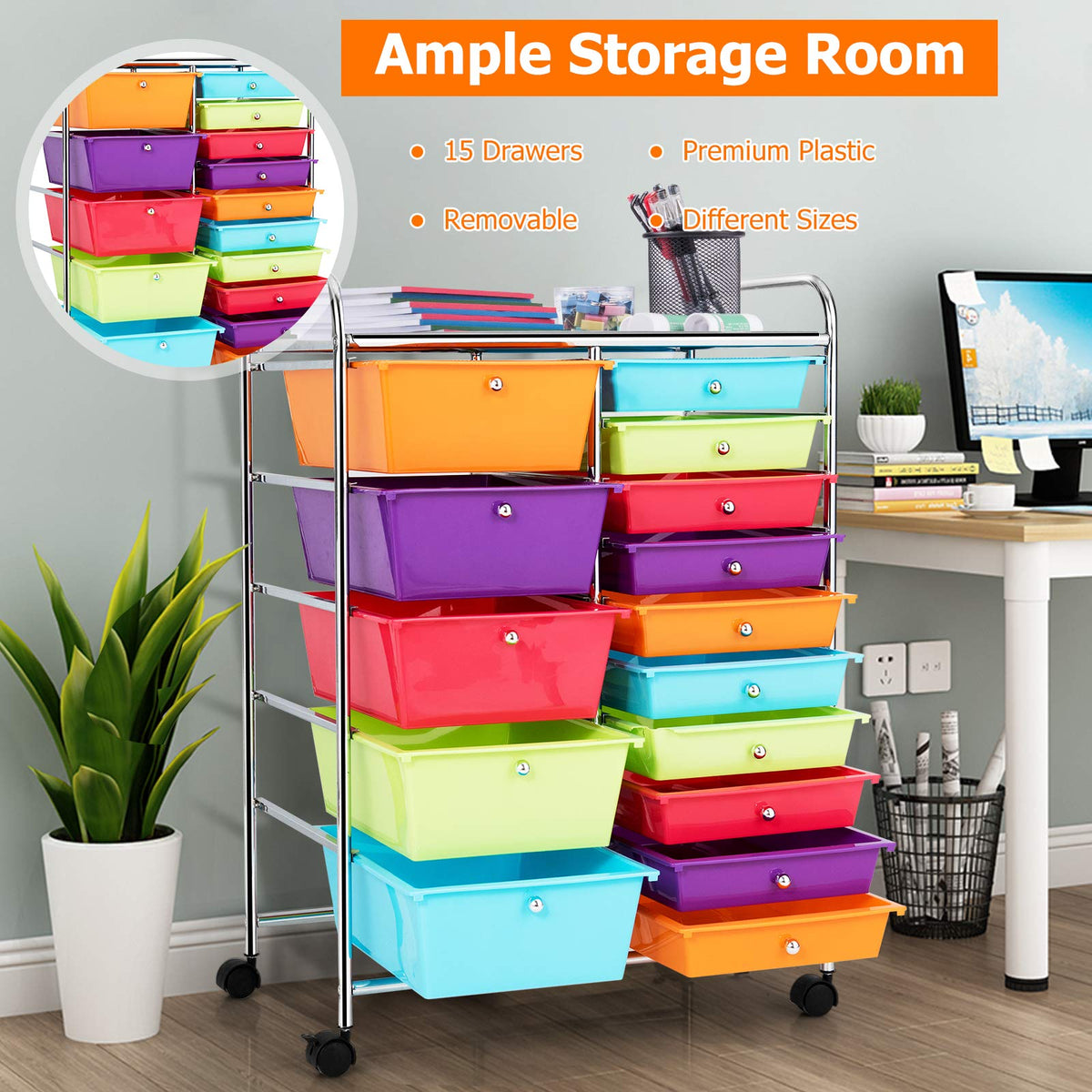 15 Drawer Rolling Storage Cart U656754