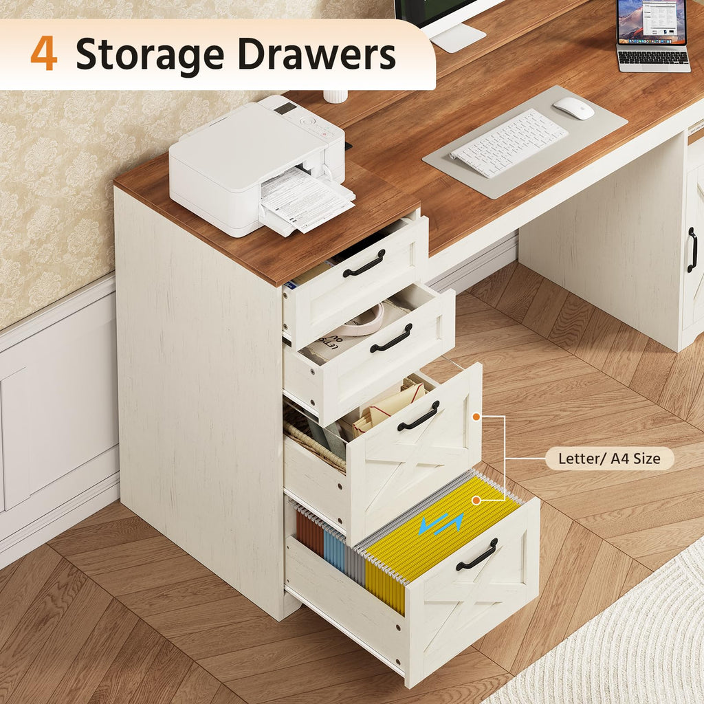 63" Computer Desk with 4 Drawers L660519