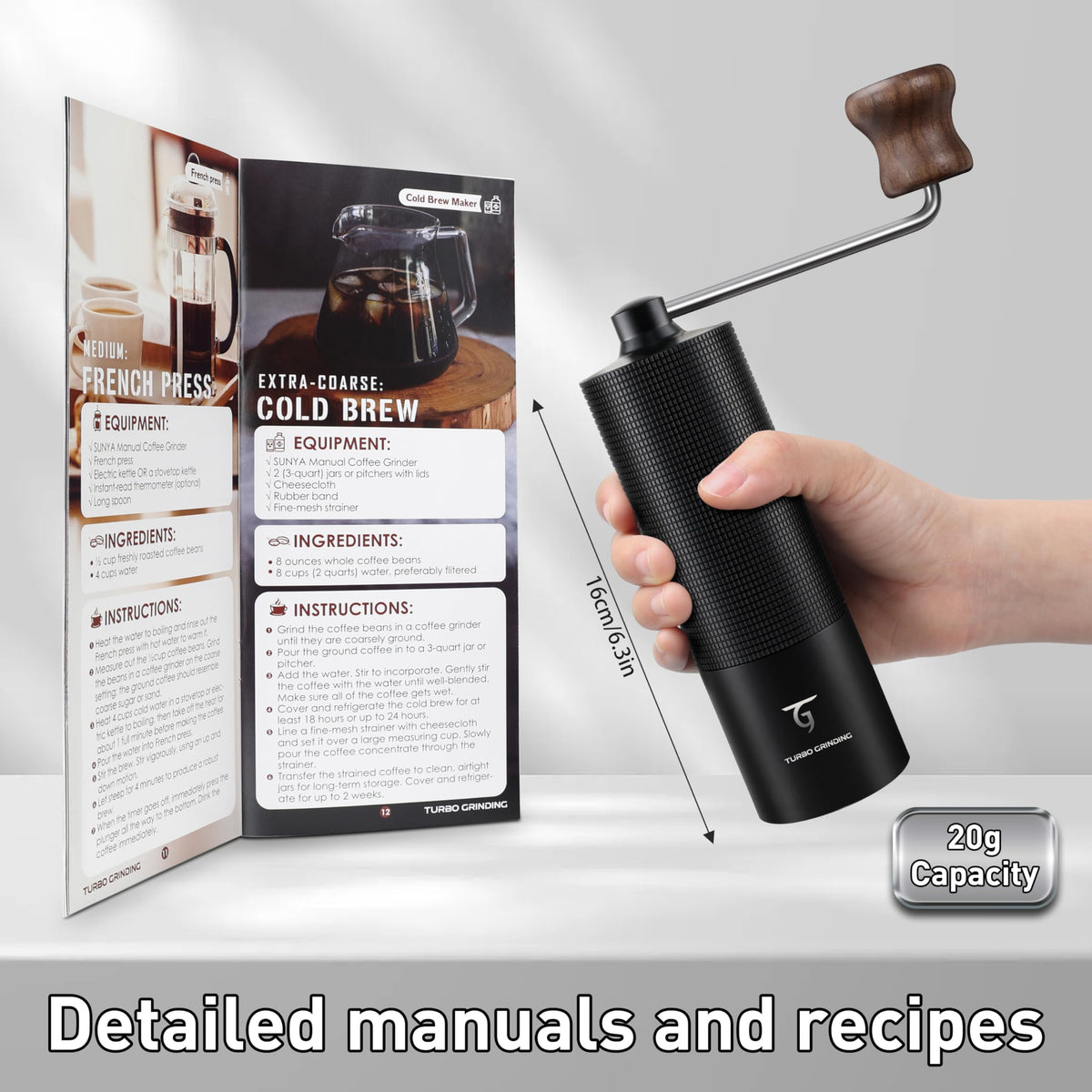 Manual Coffee Grinder with Stainless Steel Conical Burr T6108