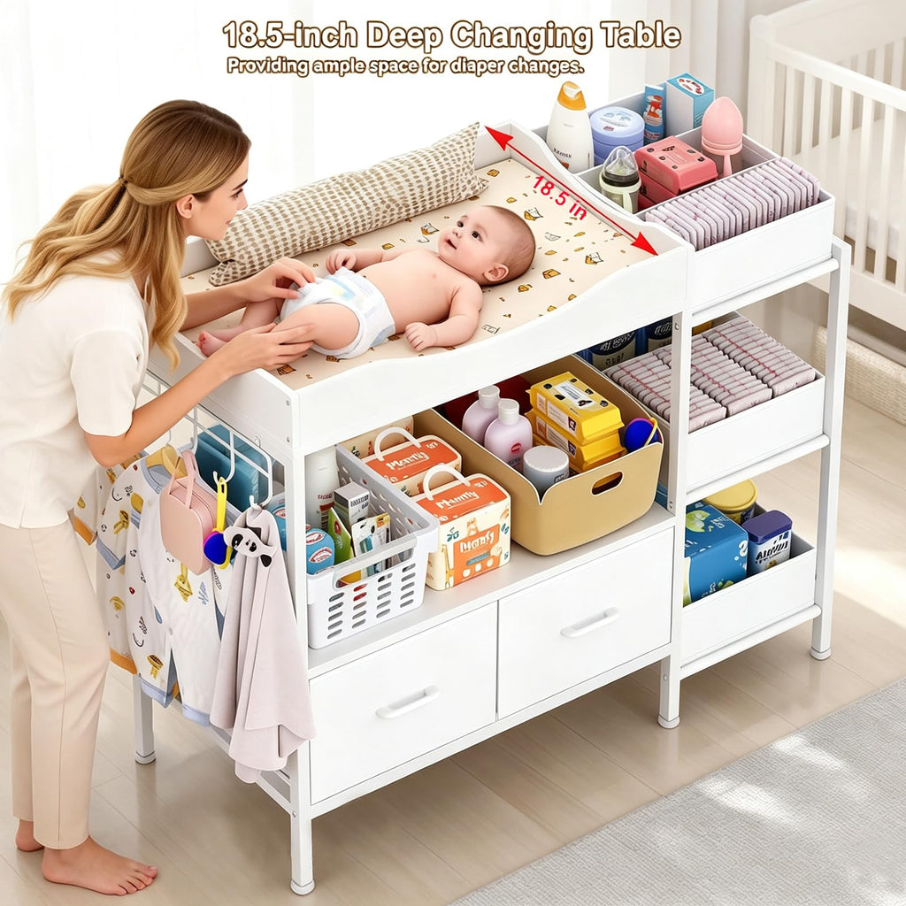 White Baby Changing Table with Storage M5059