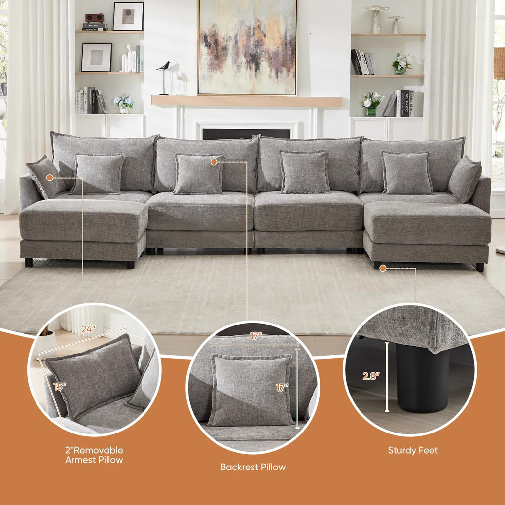 Light Gray Chenille 2 Seater Sofa with Pillows L751532