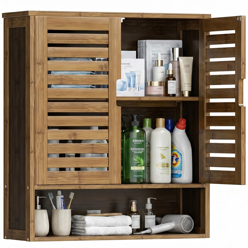 Bamboo Over-The-Toilet Storage Cabinet with 2 Door Y723