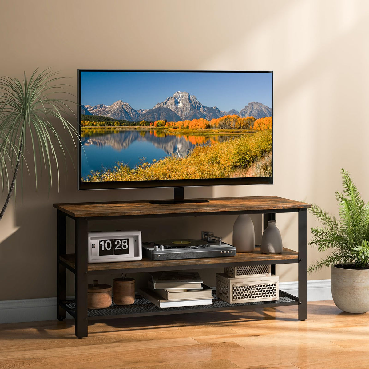 Small 3-Tier TV Stand with Power Outlets and USB Ports F9652