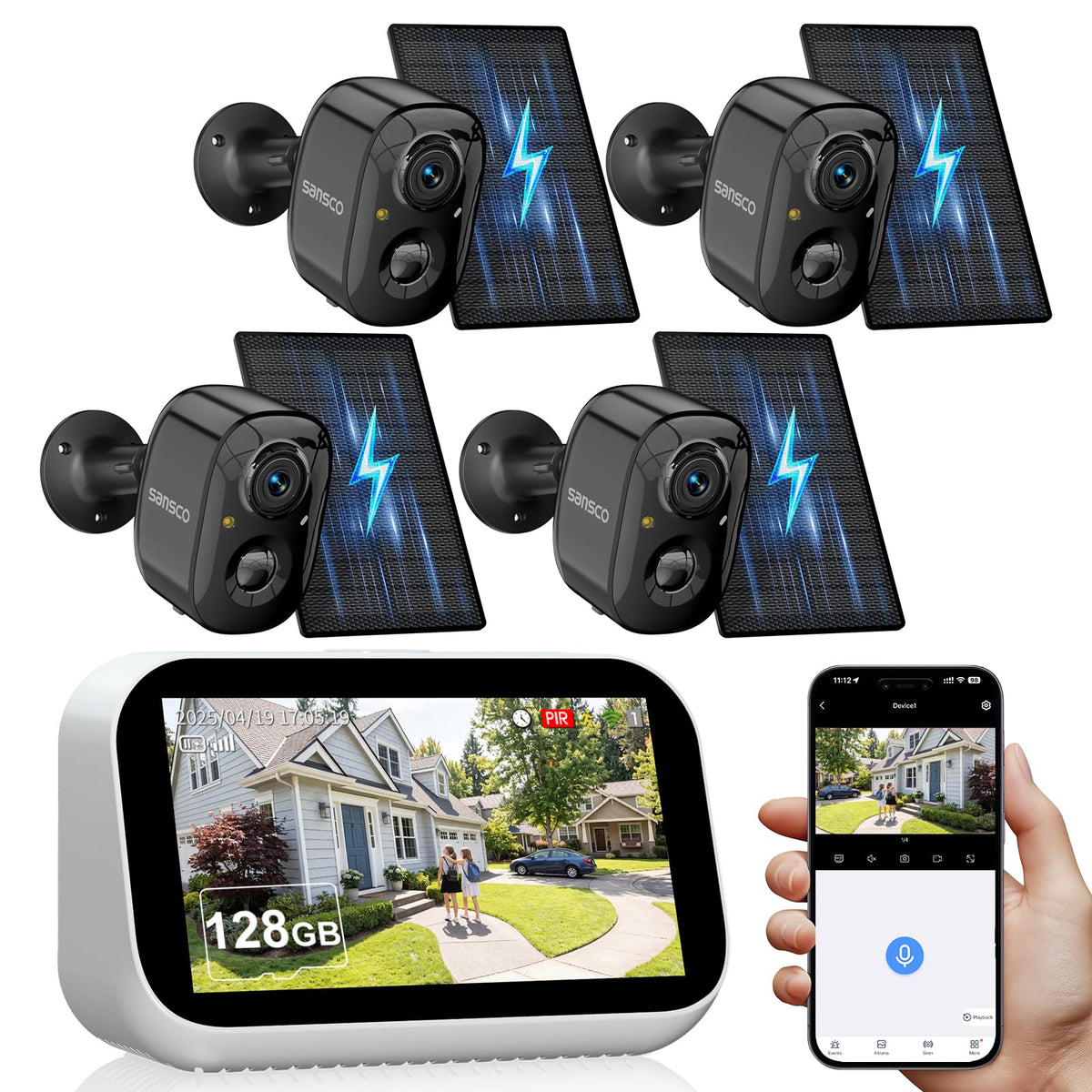 4 Cam Wireless Solar Security Camera System A817