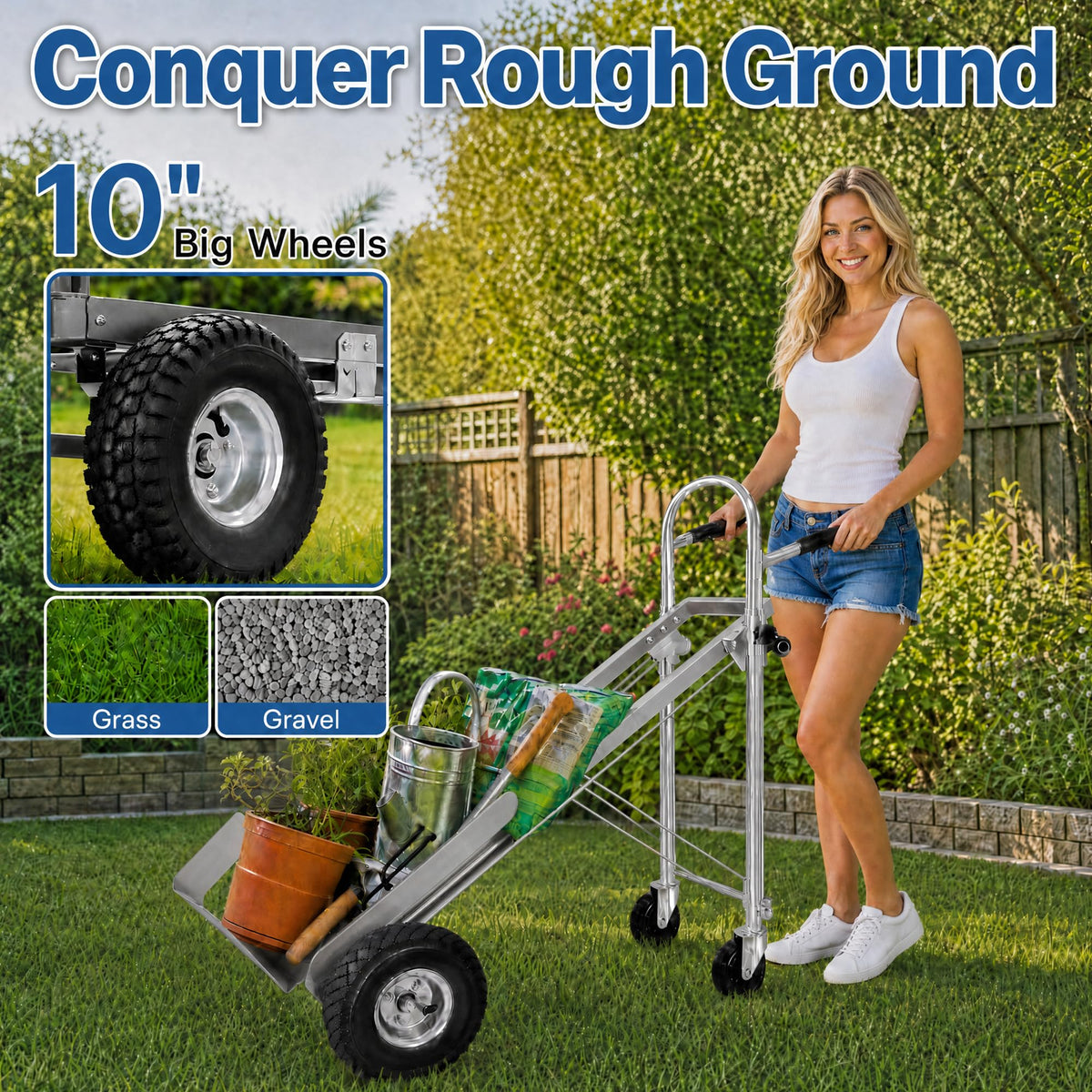 4 in 1 Stainless Steel Folding Hand Truck Dolly A74484