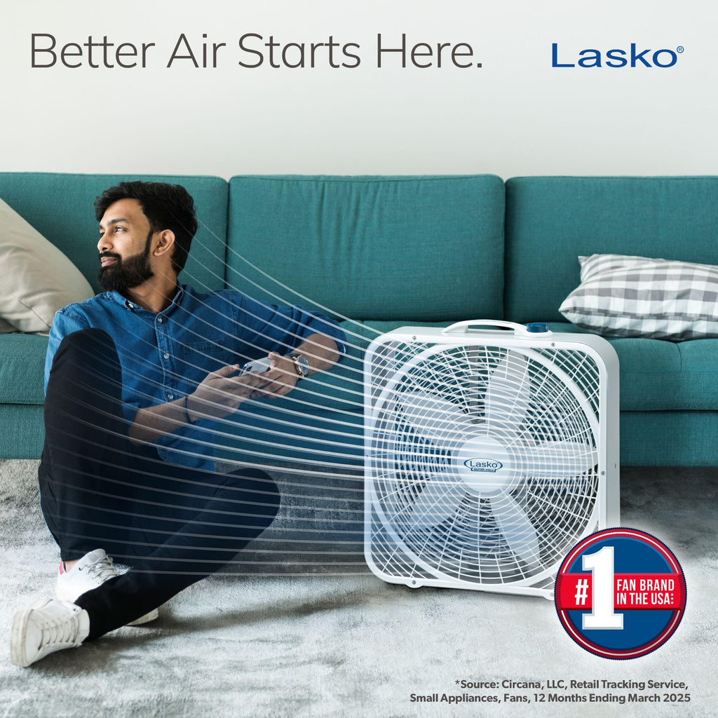20 Inch 3 Speeds White Box Fan with Carry Handle S8325