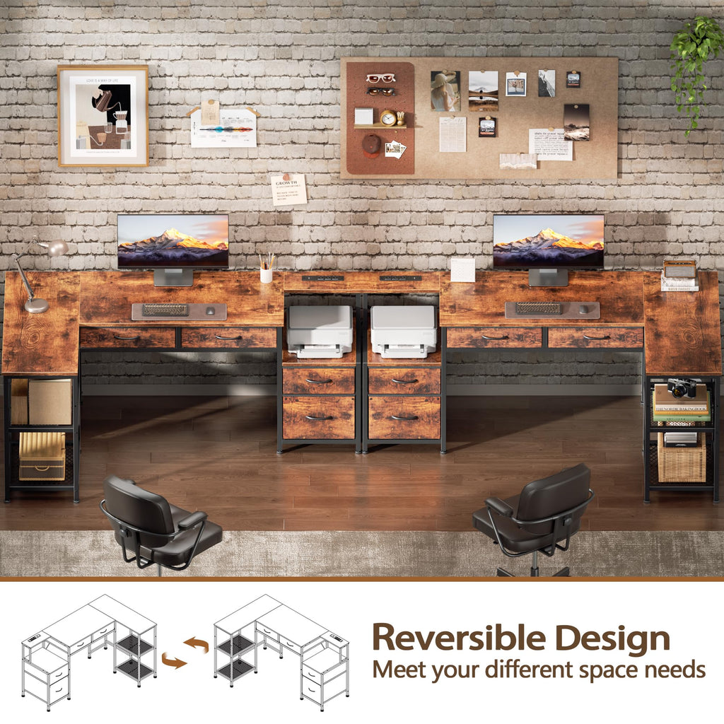 57" L Shaped Computer Desk with Power Outlet W476110