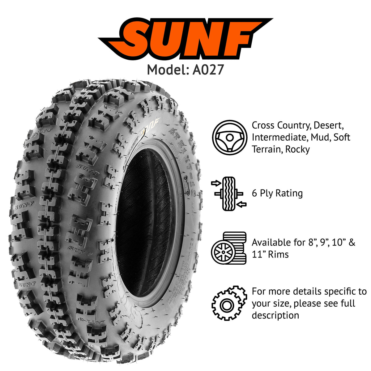 2 ATV Tires 19x7-8 Knobby 6 PR L2606