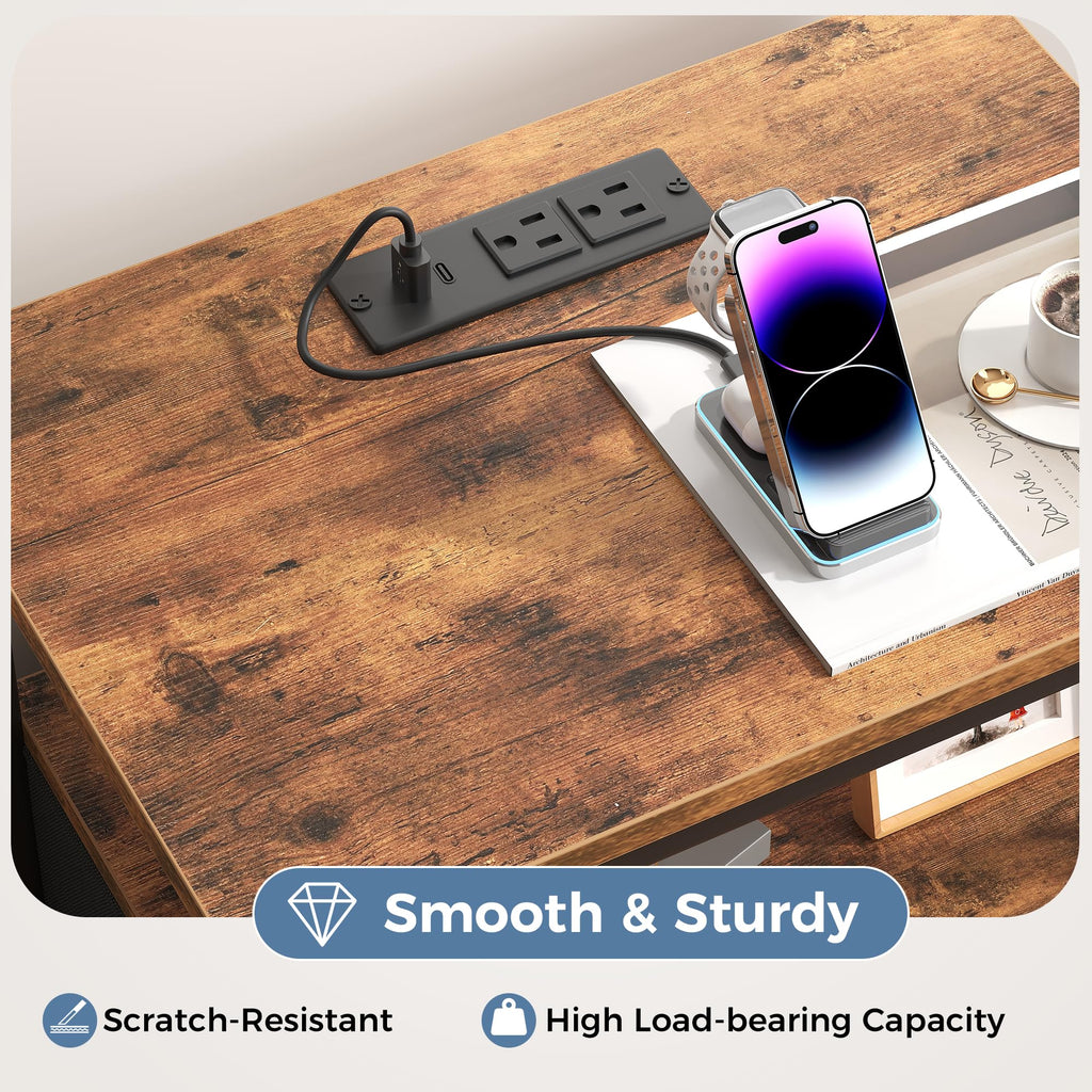 Nightstand with Charging Station and Fabric Drawer C4944