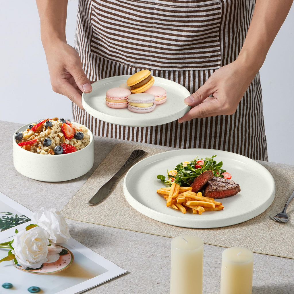 Speckled White 12 Pc Stoneware Dinnerware Set V92543